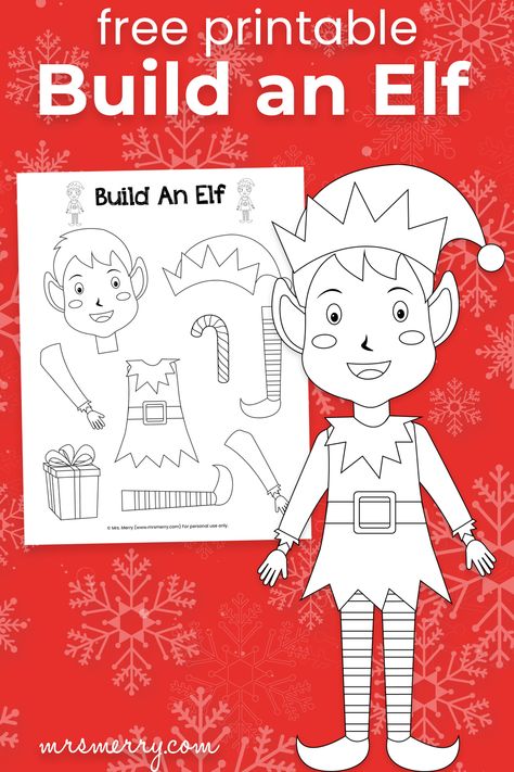 build an elf for printable for kids Elves Diy Craft Ideas, Build An Elf Printable, Elf Body Template, Elf Cut Out Template, Elf Template Free Printable, Elf Yourself Craft Template, Elf Crafts For Kids, Elf Template, Kindergarten Christmas Party