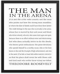 The Man in the Arena Framed Quote by Theodore Roosevelt - Daring Greatly Wall Art Print Black Frame 16"x20" Man In The Arena Quote, Daring Greatly, Theodore Roosevelt, Framed Quotes, The Man, Black Frame, Wall Art Prints, Poster Prints, Art Prints