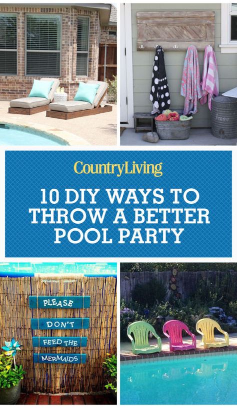 Make your next pool party the best it can be and save these DIY tips! Your guests will be splashing away all summer. Backyard Pool Party, Backyard Pool Parties, Pool Storage, Living Pool, Diy Swimming Pool, Tank Pool, Diy Pool, Pool Decor, Inground Pools