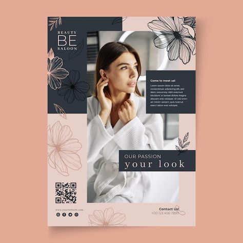 Beauty Brochures, Beauty Salon Posters, Beauty Salon Business Cards, Double Sided Business Cards, Floral Business Cards, Vertical Business Cards, Salon Business Cards, Id Card Template, Beauty Posters