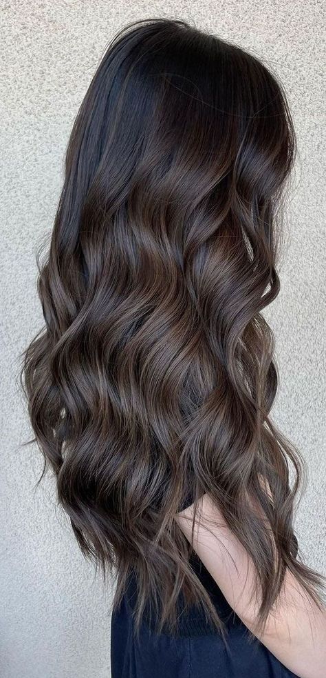 Winter Hair For Brunettes - Never lose this opportunity to get what you desire - start NOW and have what you want and deserve! Level 6/7 Hair Color, Soft Balayage Black Hair, Dark Hair W Low Lights, Dark Brown Cool Tone Balayage, Black Hair Balayage Layered, Chocolate Ash Brown Hair Balayage, Best Balayage For Black Hair, Dark Ash Brown Balayage On Black Hair, Dark Brown Hair With Highlights 2024