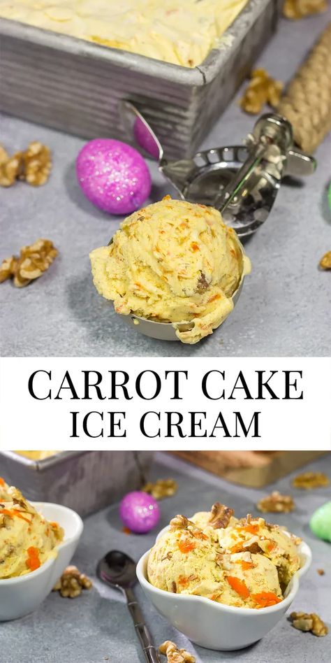 Easter Ice Cream, Carrot Cake Ice Cream, Homemade Peach Ice Cream, Classic Carrot Cake, Crispy Chocolate Chip Cookies, Carrot Spice Cake, Vanilla Ice Cream Recipe, Cake Ice Cream, Pecan Ice Cream