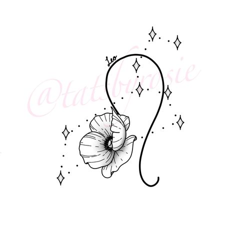 Leo Constellation Tattoo Flower Poppy, Leo Floral Tattoo, August Leo Tattoo, August Tattoo Ideas Leo, Leo Poppy Tattoo, Poppy Leo Tattoo, Leo Birth Flower Tattoo, August Birth Tattoo Ideas, Leo Flower