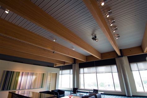 Epic Metals Epicore acoustic deck Steel Deck Ceiling Design, Deck Ceiling, Butterfly Roof, Modern Roofing, Terrace Restaurant, Retractable Pergola, Porch Roof, Living Roofs, Steel Deck