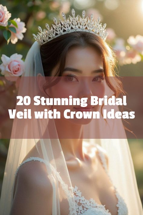 Did you know that bridal veils with crowns can transform your wedding day look? Discover the dreamy world of veils adorned with elegant crowns, making every bride feel like royalty. From vintage chic to modern glam, find the perfect combo for your big day. Dive into 20 stunning photos that showcase this timeless trend. Get inspired and say 'I do' to unforgettable style! Wedding Veils Crown, Wedding Hairstyles For Tiara, Veil Crown Wedding, Cap Wedding Veil, Boho Bridal Veil, Wedding Veil Crown, Wedding Tiaras And Crowns, Bridal Tiara Hair Down, Bride Crown With Veil