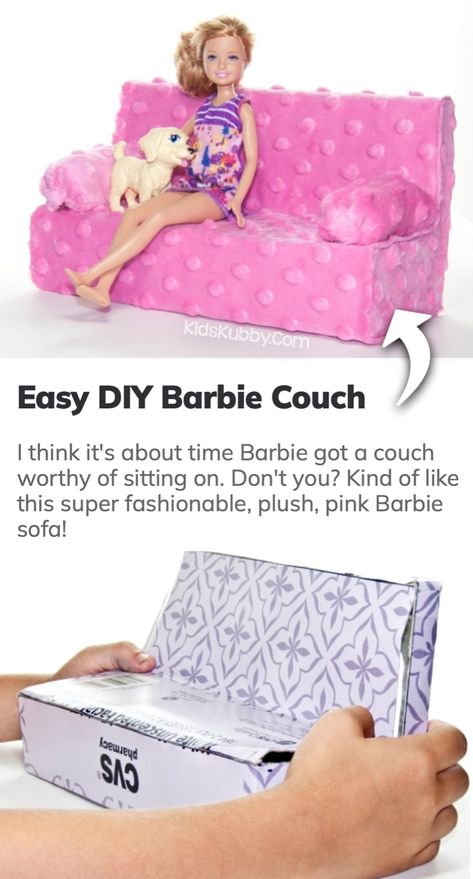 How To Make A Barbie Couch, Barbie Blankets Diy, Barbie Sofa Diy, Diy Barbie Sofa, Diy Barbie Furniture How To Make, Barbie Furniture Diy Homemade, Diy Barbie Accessories, Diy Barbie Stuff, Diy Barbie Dollhouse