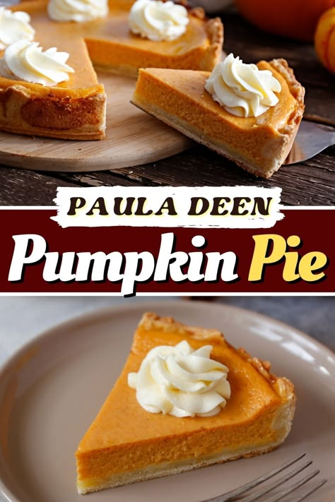 This recipe for Paula Deen pumpkin pie is a must-have for the holiday season! Learn how to make this easy recipe, plus, get tips for the most scrumptious pumpkin pie. Paula Deen Pumpkin Pie, Cream Cheese Pumpkin Pie, Cheese Pumpkin Pie, Old Fashioned Baking, Lemon Tiramisu, Classic Pumpkin Pie Recipe, Cream Cheese Pumpkin, Fresh Pumpkin Pie, Pumpkin Cream Cheese Pie