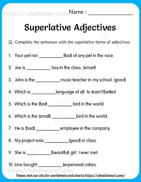 Superlative Adjectives Worksheets for Grade 5 Adjectives Worksheet Grade 5, Superlative Adjectives Worksheets, Comparative And Superlative Worksheets, Superlatives Worksheet, Comparative Adjectives Worksheet, Adjectives Exercises, Plural Possessive Nouns, Adjectives Worksheet, Adverbs Worksheet