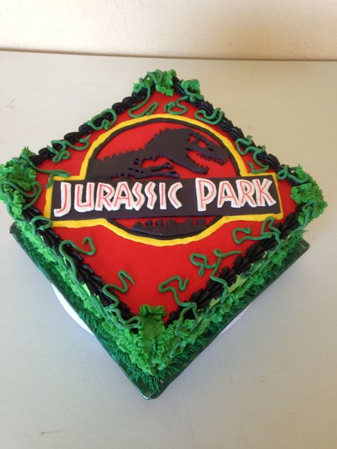 Jurassic Park Birthday Cake, Bolo Jurassic Park, Jurassic Park Cake, Jurassic World Cake, Dino Birthday Cake, Jurassic Park Birthday Party, Jurassic Park Party, Dinosaur Birthday Theme, Clean Sweets