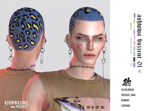 Ashwwa's Leopard buzzcut Sims 4 Cc Punk Hair Male, Buzz Cut For Men, Sims 4 Hair Male, Sims 4 Male Clothes, Cc Mods, Sims 4 Game Mods, Sims 4 Toddler, Sims Four, Sims 4 Cc Packs