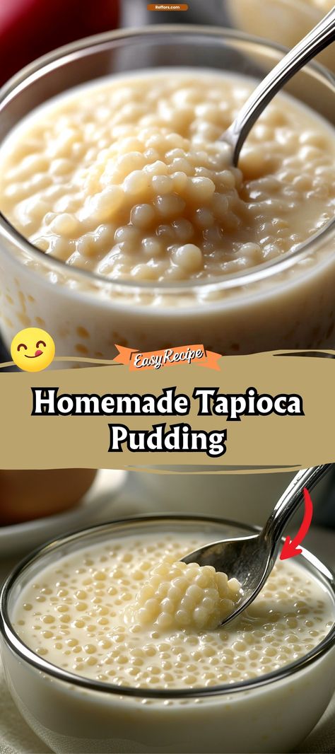 Relish the simple pleasure of Homemade Tapioca Pudding, a creamy, soothing dessert speckled with delightful tapioca pearls. Perfectly sweet and comforting, this pudding is a nostalgic treat that can be enjoyed warm or chilled, making it a versatile dessert for any season. #TapiocaPudding #ComfortFood #ClassicDesserts Homemade Tapioca Pudding, Tapioca Pudding Recipe, Tapioca Pudding, Homemade Pudding, Trifle Pudding, Custard Pudding, Homemade Dessert, Pudding Desserts, Creamy Desserts