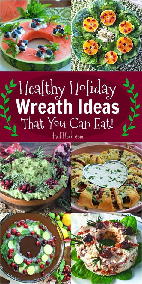 Healthy Edible Wreaths for Holiday Entertaining - get the party off to a tasteful start with these tasty appetizer, salad, and entree ideas that are shaped to resemble a Christmas wreath! Food Wreath, Edible Wreath, Entree Ideas, Healthy Holiday Treats, Popular Healthy Recipes, Appetizer Salad, Healthy Halloween Treats, Diy Food Gifts, Christmas Dinner Menu