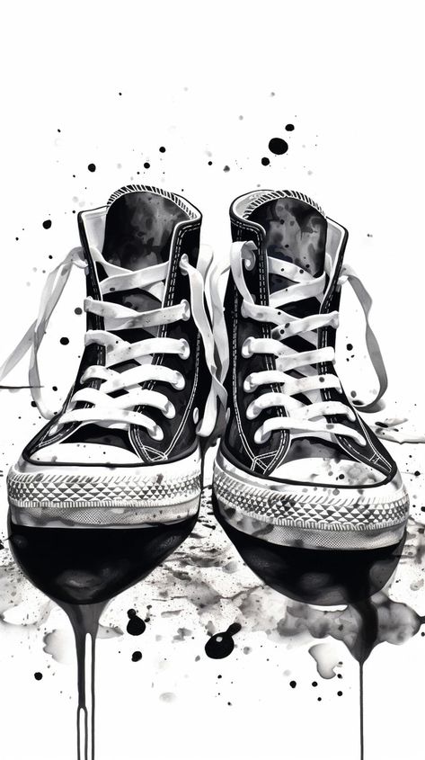 Shoe Background, Converse Wallpaper, Converse Drawing, Black And White Wallpapers, Black And White Backgrounds, White Converse Shoes, White Wallpapers, Black And White Converse, Backgrounds For Your Phone