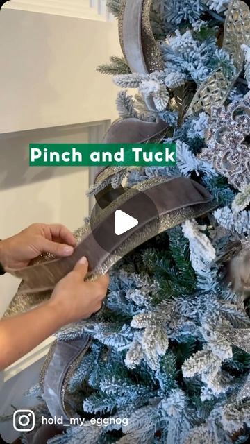 Sheri Fitzgerald on Instagram: "There are so many ways to use ribbon on a tree and this is one that I use quite often. It’s all about the “pinch and tuck”!   For this technique I layered a 2.5” ribbon on top of a 4”, and cut the pieces in 1.5-2’ pieces. I know it’s sometimes hard to cut ribbon that is a bit pricey but it’s a must.  Just be sure to practice with inexpensive ribbon first.   Remember that there are no mistakes to Christmasing!  Just give it a try. I bet you’ll surprise yourself.  . . . . . #christmastreedecorating #christmasribbon #ribbon #ribbondiy #christmasribbon #christmasdecor #christmastips #christmastutorial #christmastutorials #christmastreeideas #christmasdesigner #christmasidea #xmastree #xmasribbon #xmastreedecoration #xmastree🎄 #christmasvideos #christmasreel #ch Diy Ribbons For Christmas Tree, Ways To Put Ribbon On A Tree, Pieces Of Ribbon On Christmas Tree, Ribbons On Christmas Tree How To Place, How Do You Add Ribbon To A Christmas Tree, How Do You Put Ribbon On Your Christmas Tree, Decorating With Ribbon On Christmas Tree, Christmas Tree With Beads And Ribbon, Christmas Tree With Just Ribbon