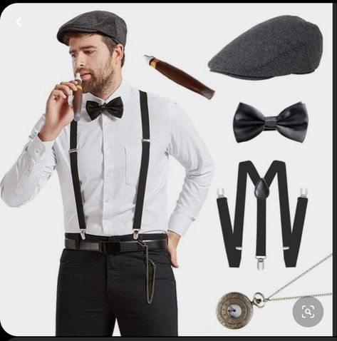 Great Gatsby Party Outfit Men, Gatsby Party Outfit For Men, Gatsby Men, 1920s Outfit Ideas, Great Gatsby Outfit, 1920s Mens Costume, Chicago Costume, Gatsby Party Outfit, Gangster Costume