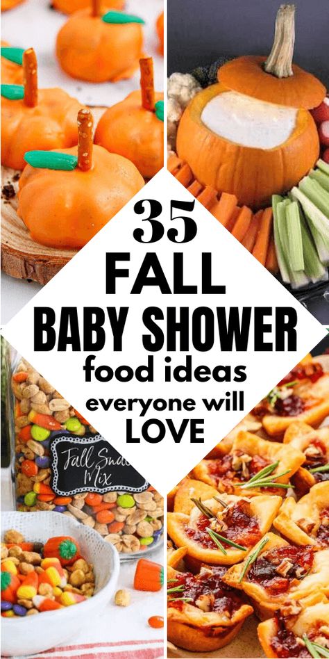 Any Shower Food, Fall Baby Shower Drinks Ideas, Fall Themed Brunch Food, Pumpkin Themed Baby Shower Ideas Food, Baby Shower Soup Station, Fall Bbq Baby Shower Ideas, Fall Wedding Shower Food Ideas, Fall Snack Table Ideas, Vegetarian Baby Shower Food