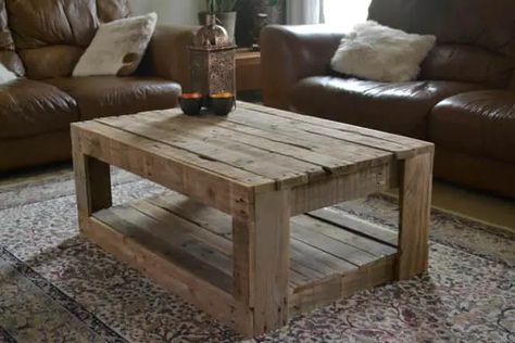 The 62 Most Creative Pallet Coffee Tables For Your Inspiration! • 1001 Pallets Pallet Furniture Table, Recycled Pallet Furniture, Pallet Wood Coffee Table, Creative Coffee Table, Crate Coffee Table, Pallet Furniture Designs, Diy Furniture Cheap, Coffee Table Plans, Diy Furniture Hacks