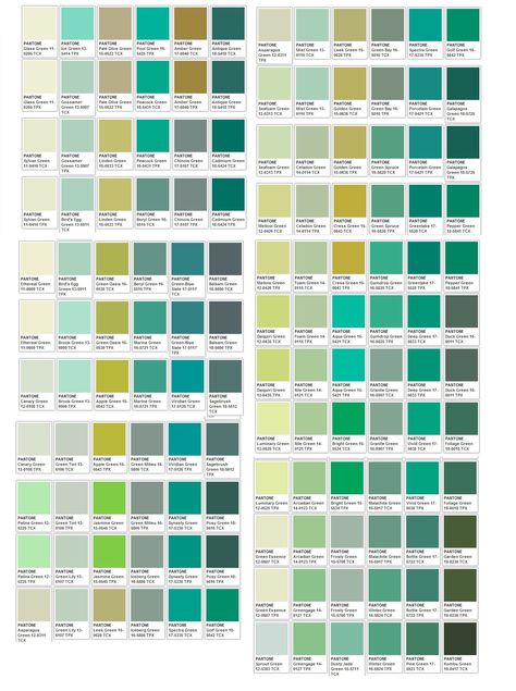 Pantone Sage Green, Pantone Green Colors, Green Color Chart, Green Color Names, Pantone Green, Pantone Color Chart, October Sky, Green Name, Pantone Palette