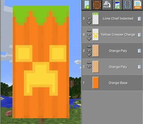 Minecraft Halloween Ideas, Cool Minecraft Banners, Minecraft Banner Patterns, Grow Pumpkins, Banner Patterns, Minecraft Halloween, Minecraft Decoration, Pumpkin Banner, Minecraft Banner