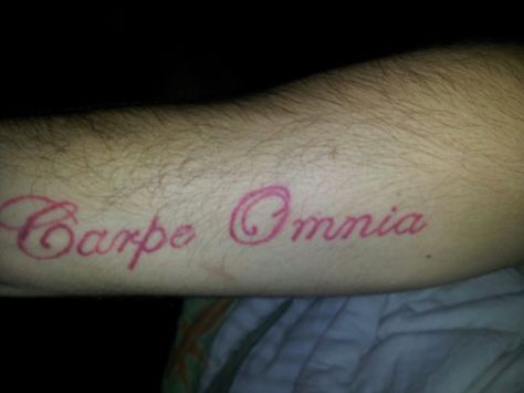 Carpe Omnia "Seize it all" Stick And Pokes, Stick And Poke, Fish Tattoos, Jesus Fish Tattoo, Tattoos, Saying Goodbye, Pins