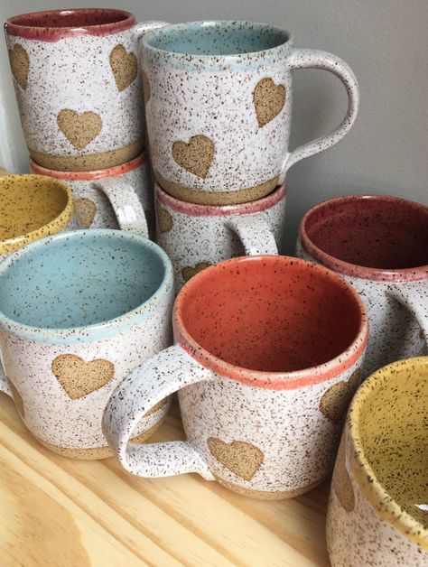 Heart mug, Speckled pottery mug, Ceramic mug Valentines Day Pottery, Speckled Pottery, Pottery Heart, Speckled Clay, Heart Mug, Valentines Mugs, Clay Mugs, Pottery Mug, Mug Ceramic