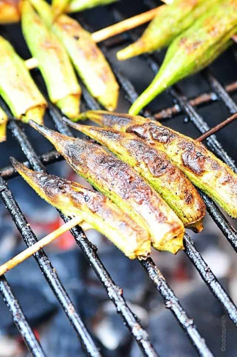 Grilled Okra Recipe Grilled Okra, Growing Okra, Okra Recipe, Grilled Vegetable Recipes, Okra Recipes, Grill Ideas, Sides Dishes, Backyard Grilling, Man Food