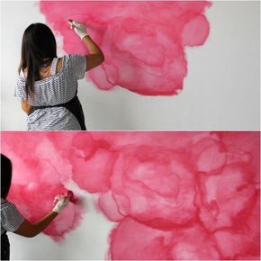 Salon Wall Mural, Diy Painted Wall Mural, Abstract Wall Mural Diy, Watercolor Mural, Wall Murals Diy, Large Wall Stencil, Watercolor Art Diy, Professional Watercolor, Diy Wall Painting