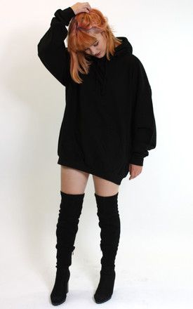 Hoodie Dress Outfit, Oversized Hoodie Outfit, Oversized Hoodie Dress, Baggy Fashion, Sweater Dress Outfit, Jumper Outfit, Black Jumper Dress, Dress Tops, Black Jumper