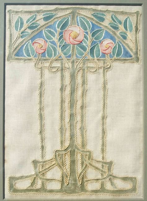 Art Nouveau Embroidery, Glasgow Girls, Glasgow Style, Embroidery Artists, Motifs Art Nouveau, Leaf Structure, Art Nouveau Tiles, Glasgow School, Charles Rennie Mackintosh