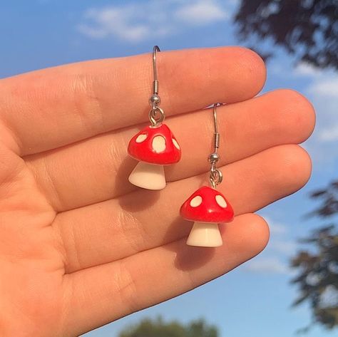 Cottagecore Mushroom, Mushroom Jewelry, Mushroom Earrings, Red Mushroom, Indie Jewelry, Funky Earrings, Mushroom Decor, Fairycore Cottagecore, Aesthetic Indie