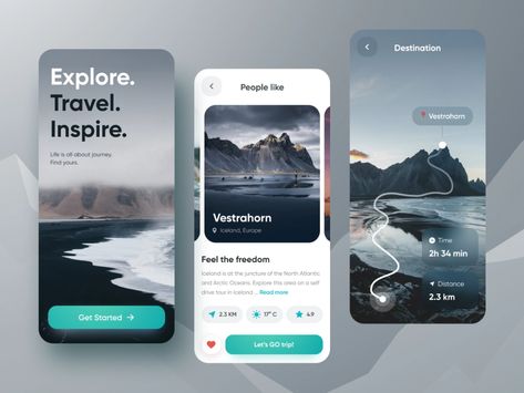 Travel App by Orysya Terlyuk for Qubstudio: UX/UI & Branding Agency on Dribbble Van Traveling, Application Ui Design, Ux Design Mobile, Ui Ux 디자인, App Design Layout, Ux App Design, Wedding Brand, Ui Ux App, Mobile Application Design