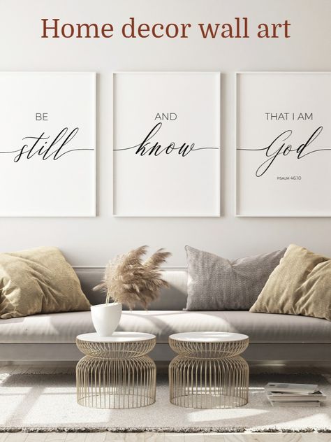 Home decor wall art bible verse prints set of 3 Christian wall decor ideas. Quotes Printable, Lets Stay Home, Above Bed Decor, Living Room Prints, Scripture Print, Verse Wall Art, Christian Decor, Scripture Wall Art, Bedroom Prints