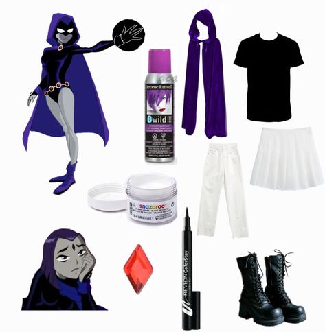 Beastboy And Raven Matching Costumes, Teen Titans Group Costume, Beastboy And Raven Halloween Costume, Raven Teen Titans Go Outfit Halloween, Beast Boy X Raven Costume, Raven Halloween Costume Teen Titans, Beast Boy And Raven Costume, Raven Costume Teen Titans, Teen Titans Halloween Costume