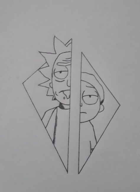 Drawing Ideas Rick And Morty, Rick From Rick And Morty Drawing, Easy Rick And Morty Drawing, Rick And Morty Drawing Easy, Rick And Morty Drawing Ideas, Morty Easy Drawings, Rick And Morty Stencil, How To Draw Rick And Morty, Rick And Morty Draw