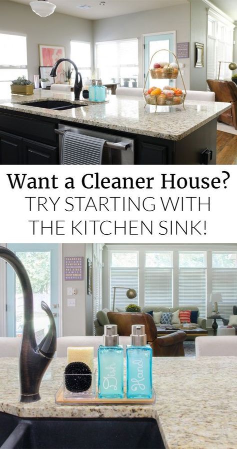 Does the space around your kitchen sink need some organization? I found the perfect products and now the island looks SO much better! Organize Kitchen Sink, Kitchen Sink Area, Kitchen Sink Organization, Cleaner Recipes, Deep Cleaning Tips, Sink Organizer, Kitchen Cleaning Hacks, House Cleaning, Bathroom Cleaning