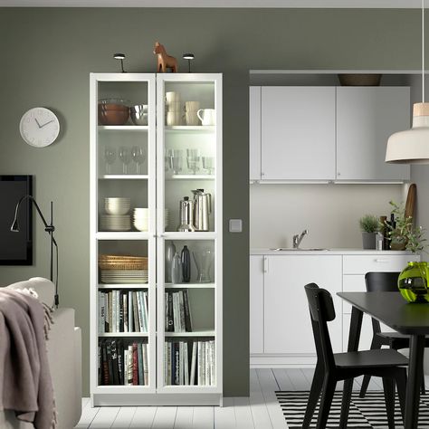 BILLY / OXBERG bookcase, white, 311/2x113/4x791/2" - IKEA Ikea Billy Oxberg, Billy Bookcase With Doors, Billy Oxberg Bookcase, Oxberg Bookcase, Billy Oxberg, Billy Ikea, Ikea Italia, Bookcase White, Ikea Billy