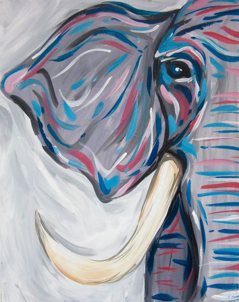 Elephant Elephant Painting Canvas Easy, Elephant Painting Simple, Elephant Painting Canvas, Fence Painting, Cactus Paintings, Paint Parties, Paint Nite, Fence Paint, Elephant Painting