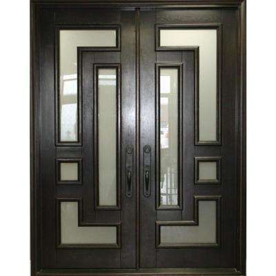 Right-Hand/Inswing - Double Door - Black - Front Doors - Exterior Doors - The Home Depot Pintu Ganda, Double Front Entry Doors, Pintu Interior, Modern Exterior Doors, Doors Interior Modern, Double Door Design, Double French Doors, Double Front Doors, Double Entry Doors