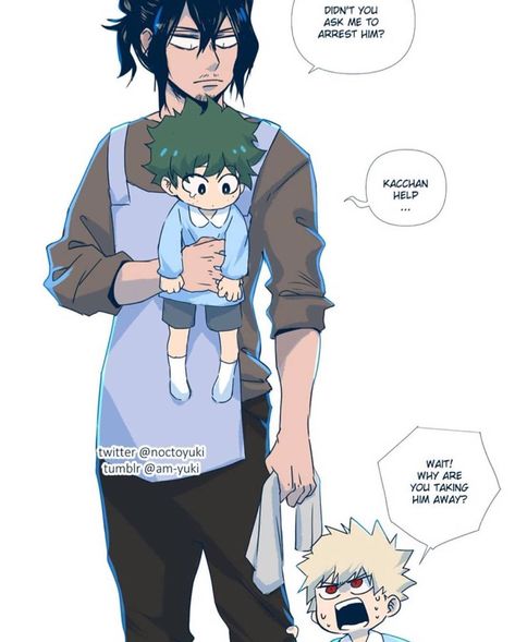 BakuDeku on Instagram: “Aizawa and Izuku’s little feet dangling is just adorable (sometimes I look at a drawing and I can’t stop staring at it for some reason…” Bakugo Deku, Mha Memes, My Hero Academia 2, Mha Stuff, Hero Wallpaper, My Hero Academia Memes, Boku No Hero Academia Funny, Buko No Hero Academia, Anime Baby