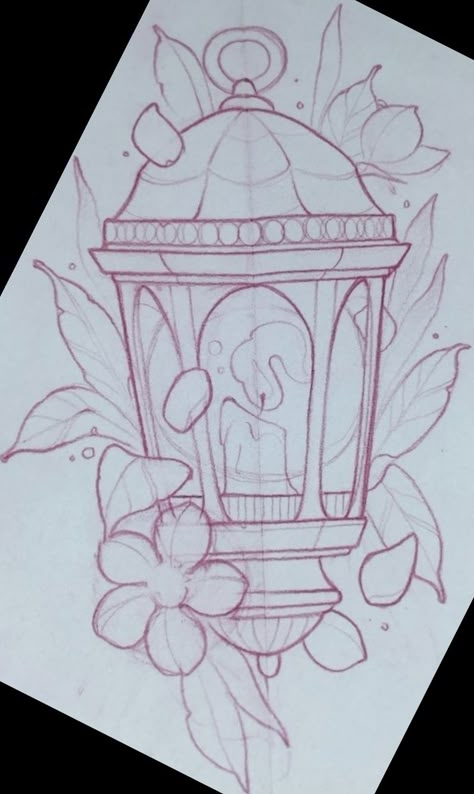 Nurse Lantern Tattoo, Lantern Doodle, Lantern Drawing Ideas, Japanese Lantern Tattoo, Candle Lantern Tattoo, Traditional Lantern Tattoo, Birdcage Drawing, Torch Drawing, Lantern Tattoo Design