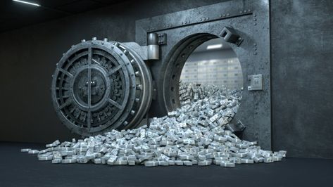 Vault door in bank with a lot of money P... | Premium Photo #Freepik #photo #money #metal #room #security Money Vault, Pink Piggy Bank, Banknotes Money, Vault Doors, Hidden Images, Euro Coins, Money Magnet, Scratch Card, A Lot Of Money