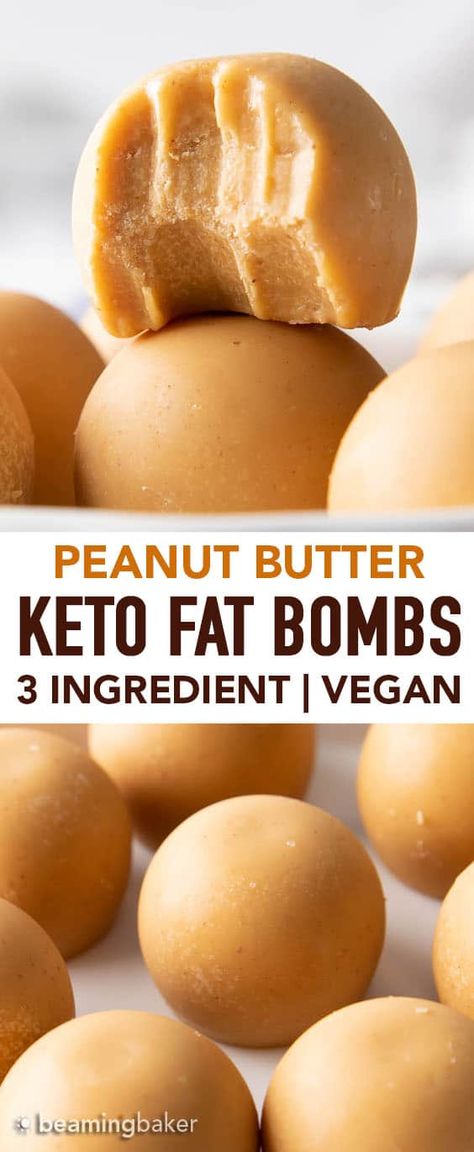 3 Ingredient Keto Peanut Butter Fat Bombs Recipe - Beaming Baker Beaming Baker, Dairy Free Keto Recipes, Keto Peanut Butter, Keto Diet List, Fat Bomb, Keto Diet Breakfast, Fat Bomb Recipe, High Fat Foods, Keto Fat