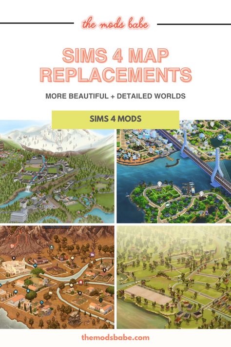 Sims 4 Map Replacements, All World Map, Sims 4 Restaurant, Sims 4 Modern House, New World Map, Map Layout, The Sims 4 Skin, Loading Screen, Sims 4 House Plans