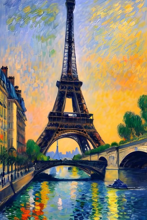 Paris Painting Ideas, Paris Scenery, Paris Art Painting, Eiffel Tower Drawing, Paris Drawing, Eiffel Tower Painting, Paris Artwork, Eiffel Tower Art, Beautiful Landscape Paintings