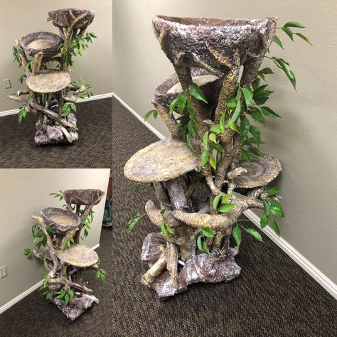 Unique decor for fur babies. Handmade, paper mache clay sculptures. Paper Mache Cat House, Paper Mache Cat Tree, Paper Mache Tree, Diy Cat Tree, Cat House Diy, Paper Mache Clay, Paper Mache Crafts, Paper Mache Art, Cat Tree