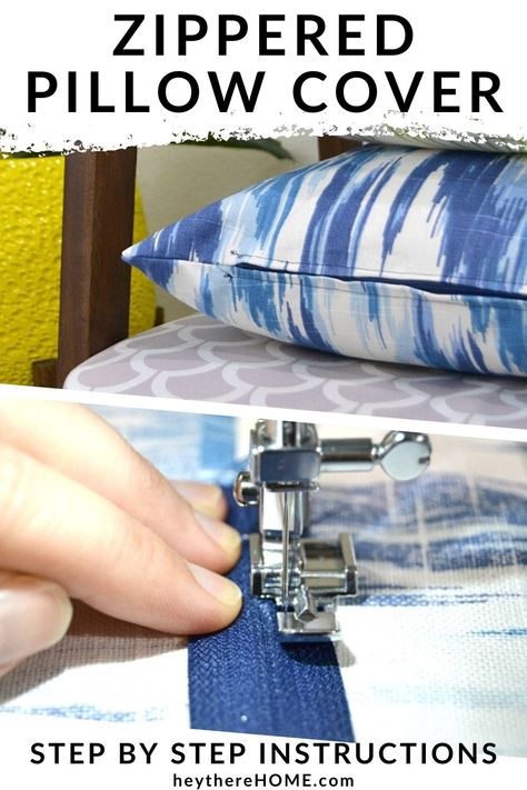 Zippered Pillow Cover, Pillow Covers Tutorial, Sewing Cushions, Sew Zipper, Beginner Sewing Projects Easy, Sewing Pillows, Handmade Textiles, Sewing Projects For Beginners, Easy Sewing Projects