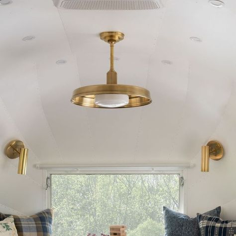 Studio McGee on Instagram: "When designing our Airstream, I wanted it to feel elevated and like a home away from home. I had very specific ideas for what I wanted to do in the interiors — comfortable (yet durable) materials, warm tones, and an open and inviting feel. I even got my wish of real marble tile in the bathroom shower! 😍 This project really was a special one for us — see more from the tour on the site today. #themcgeemobile" Studio Mcgee, Marble Tile, Bathroom Shower, Caravan, Design