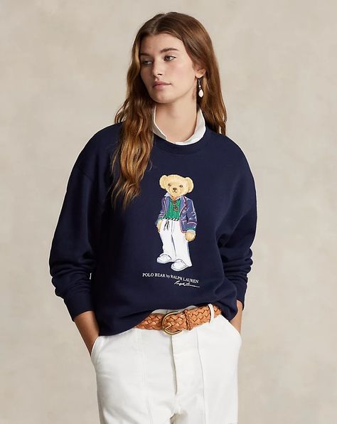 Polo Bear Fleece Sweatshirt Polo Ralph Lauren Sweatshirt, Bear Outfits, Bear Hoodie, Polo Sweatshirt, Polo Bear, Fleece Sweatshirt, Women Pullover, Womens Fashion Casual, Sweatshirts Women