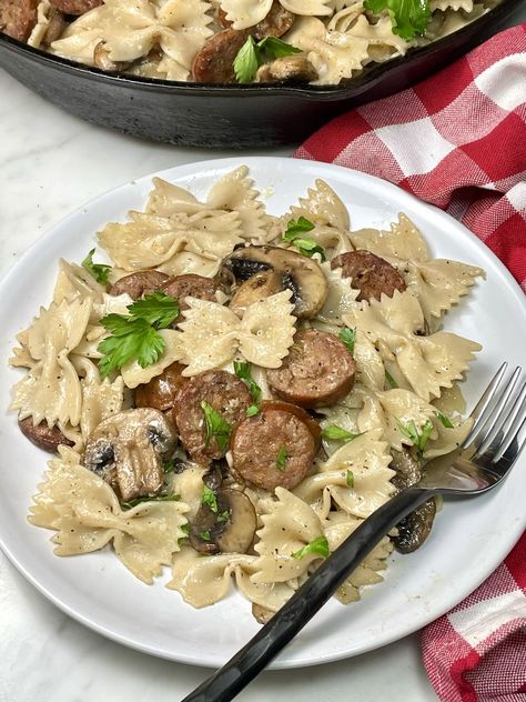 Gluten Free Sweet Italian Sausage And Farfalle Pasta - Gluten Free Homestead Gluten Free Pasta Recipe, Gluten Free Ham, Gluten Free Sausage, Pasta Brands, Gluten Free Turkey, Cabbage And Noodles, Gluten Free Spaghetti, Pasta With Sausage, Farfalle Pasta