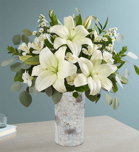 Beautiful Memories 011 White Lily Bouquet, Memorial Vase, Peruvian Lilies, Asiatic Lilies, Lily Bouquet, Easter Lily, White Lily, Elegant Sophisticated, Vase Arrangements